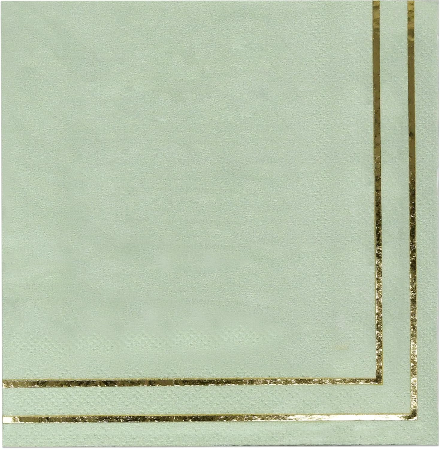 Gift Boutique 100 Gold and Sage Green Cocktail Beverage Napkins Metallic Golden Foil Trim Stripe Disposable Paper Dessert Napkin for Wedding Holiday Baby Shower Graduation Party Supplies Decorations