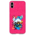 thumbnail image 1 of DistinctInk Clear Shockproof Hybrid Case for iPhone XR (6.1" Screen) - TPU Bumper, Acrylic Back, Tempered Glass Screen Protector - Girl Power - GRL PWR - Unicorn Hearts Graffiti, 1 of 5
