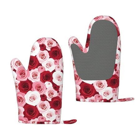 

Lafuoo Rose Pattern Silicone Anti-Scalding Gloves Hanging Rope Gloves are Suitable for Kitchen Utensils for Kitchen Baking Cooking Outdoor Barbecue