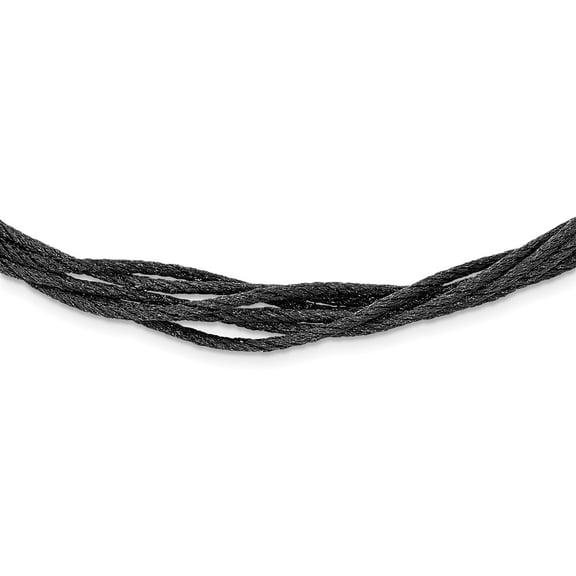 Sterling Silver Black Rhodium Wire Mesh With 2inch Ext Necklace - 18 Inch