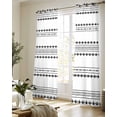 thumbnail image 5 of White Boho Geometric Sheer Curtains 63 Inch Length 2 Panels Set for Living Room/Bedroom, Abstract Art Dots Striped Kitchen Curtains Grommet Semi-Sheer Curtains Drapes Window Treatments 42"x63"x2, 5 of 7