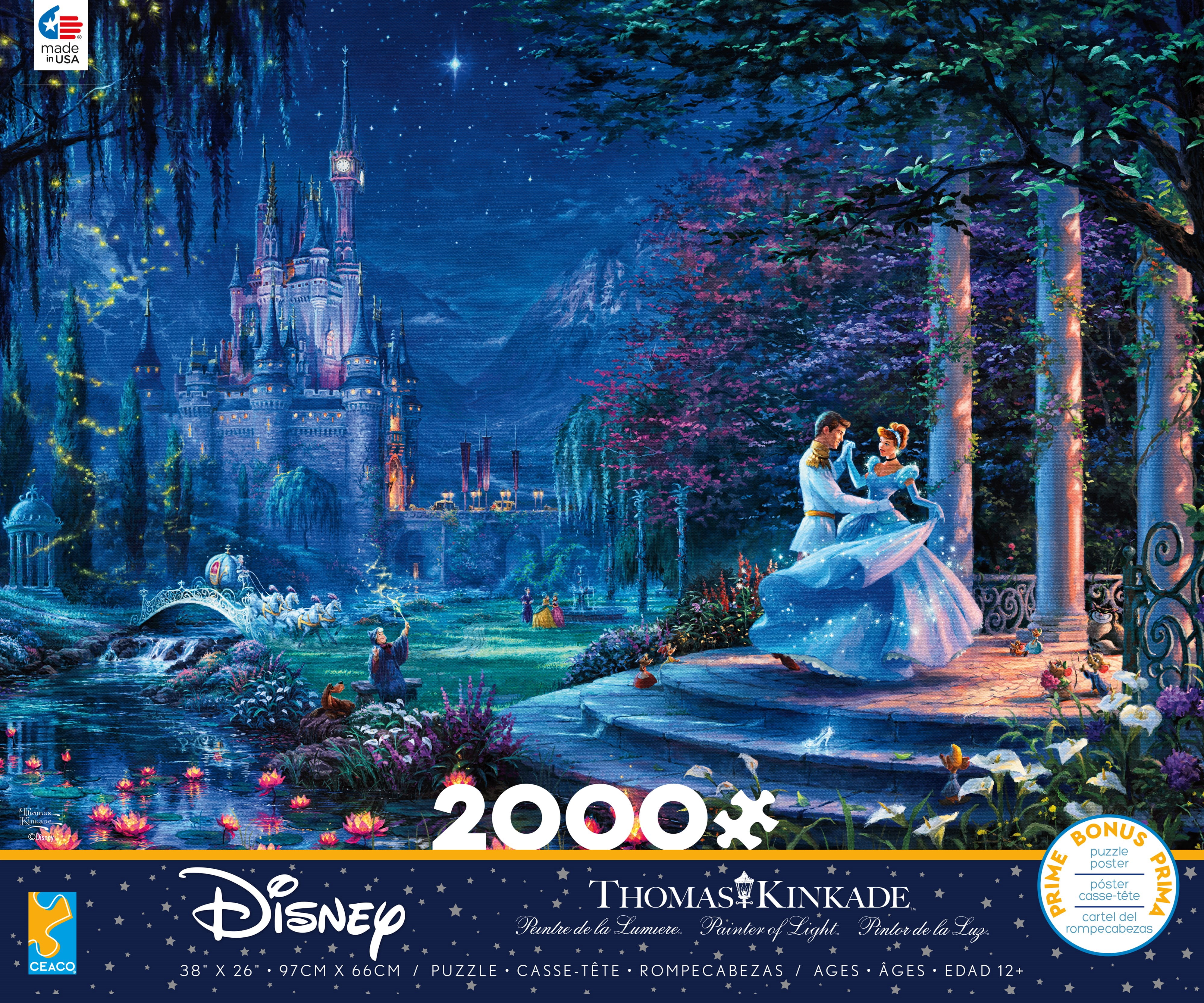 Ceaco 2000-Piece Thomas Kinkade Disney Cinderella Dancing Interlocking Jigsaw Puzzle