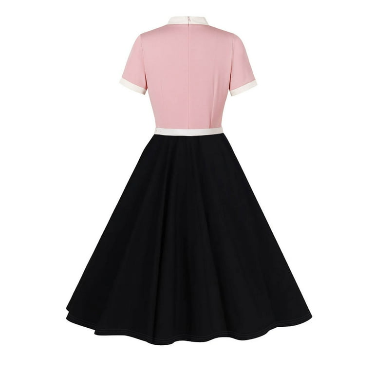 knee length dresses for ladies 50s Style Cotton Midi Swing Dress