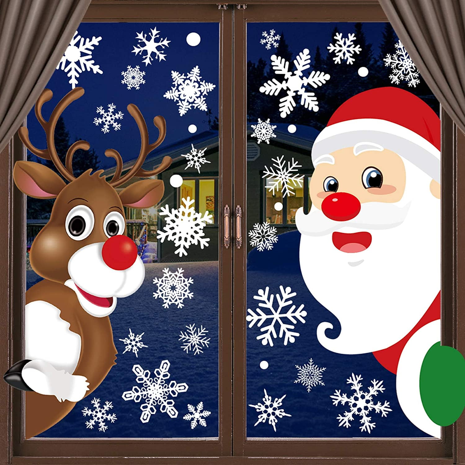 310 Pcs Christmas Window Clings Static Snowflakes Window Clings Santa Claus  Reindeer Decals Stickers Christmas Window Decorations Indoor Winter  Wonderland Decorations Ornaments Party Supplies | Walmart Canada
