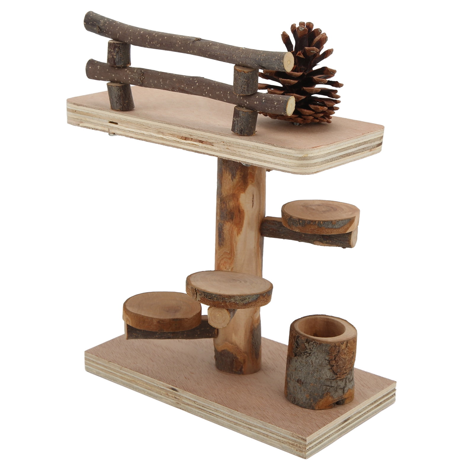 LAZIOEGR 10-Piece Natural Wooden Hamster Climbing Platform Activity Set Double Layer Playground for Mice & Small Pets (7.87 inches / 20 cm)