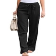 thumbnail image 2 of Pantalon Droit en Coton et Lin pour Femmes, Été, Décontracté, Long, Grande Taille, 2 of 2