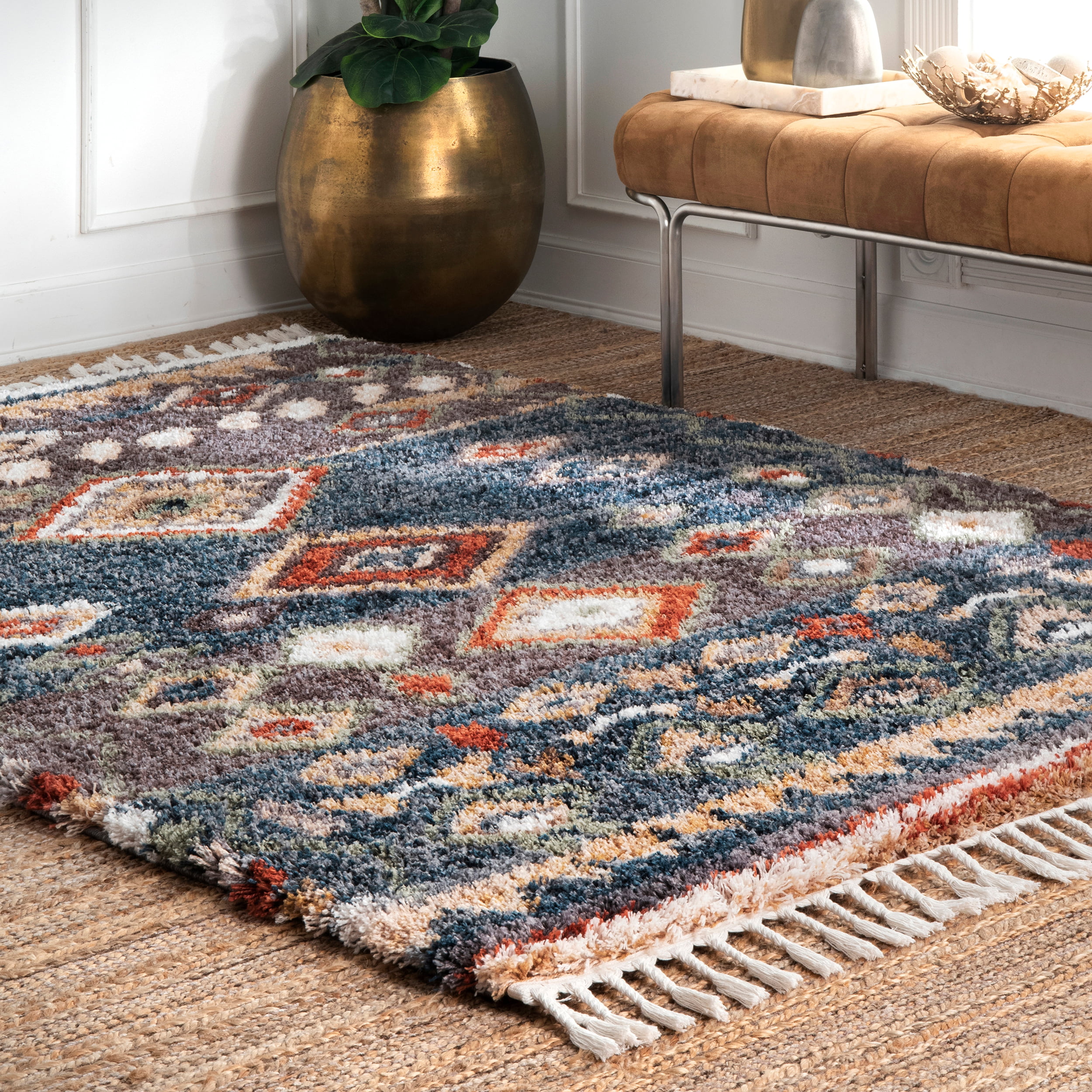 nuLOOM Shags Kayla Moroccan Area Rug in Off White 