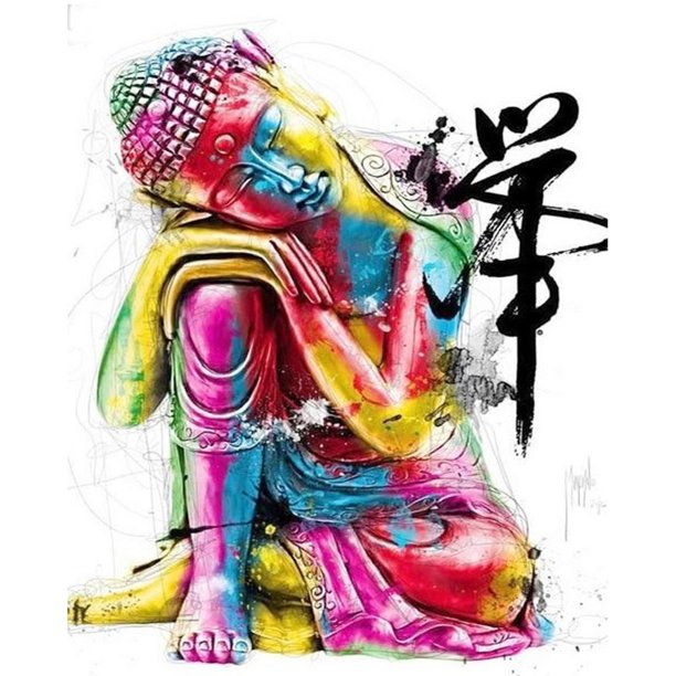 Bordado completo DIY lienzo estampado 11CT punto de cruz colorido Kit de estatua de Buda Likrtyny Arte deco