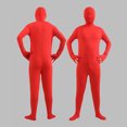 thumbnail image 5 of Happydeer Unisex Halloween Jumpsuit Tight Fit Breathable Long Sleeves Hooded Elastic Solid Color Invisible Jumpsuit Zipper Back Bodysuit Props Party Costume (Red, L), 5 of 13