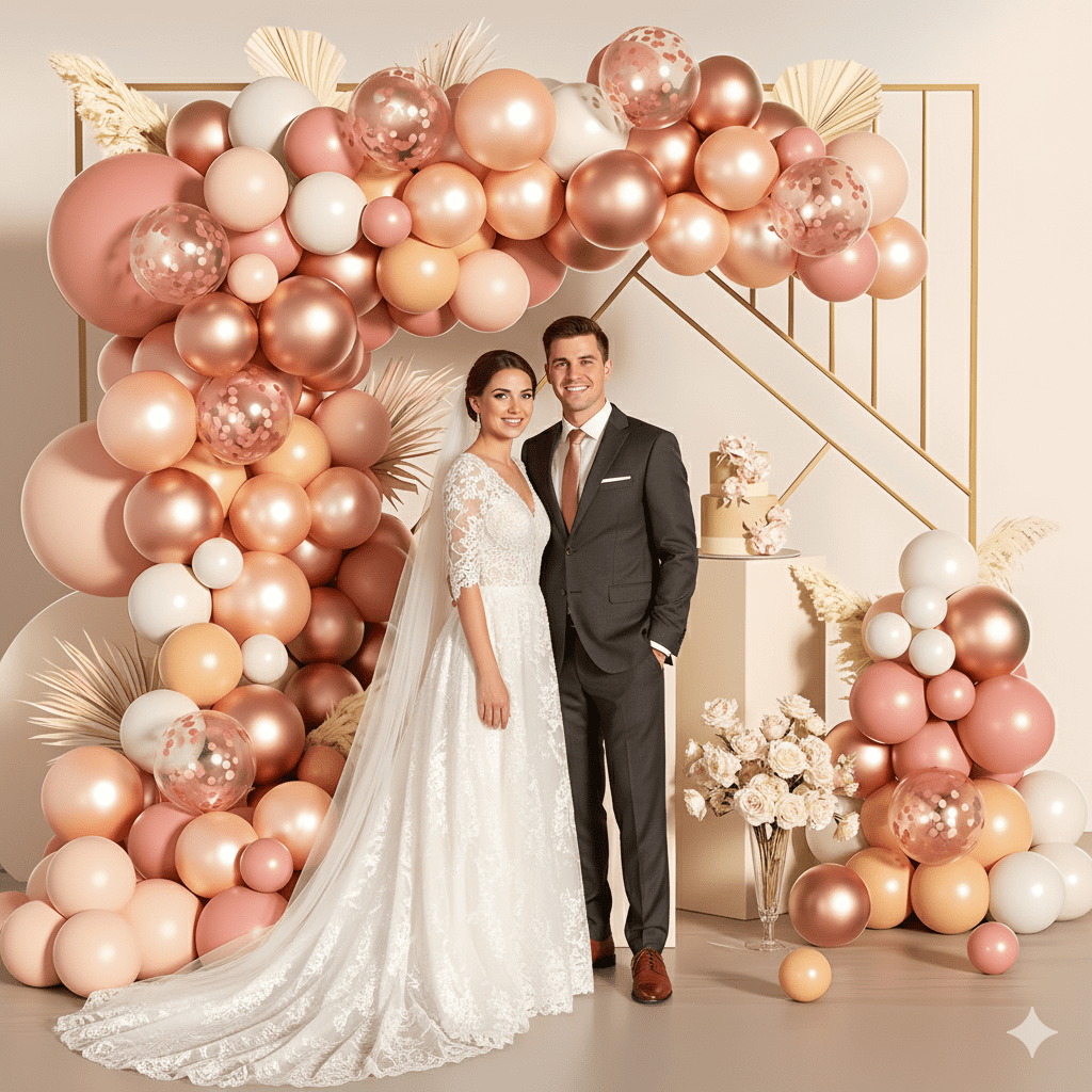 156pcs Rose Gold Balloon Garland Arch Kit for Baby Shower, Wedding, Birthday, Party Decorations