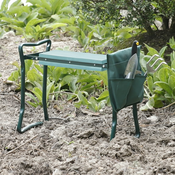 SuperDeal Green Garden Kneeler W/Tool Package Foldable Steel & Foam Kneeling Seat