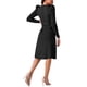 thumbnail image 3 of Vestidos de suéter de manga larga con volantes para mujer Inspire Chic, cuello redondo, cintura con lazo, corte A, estilo casual, tejido de canalé, midi, talla XL, negro, 3 of 5