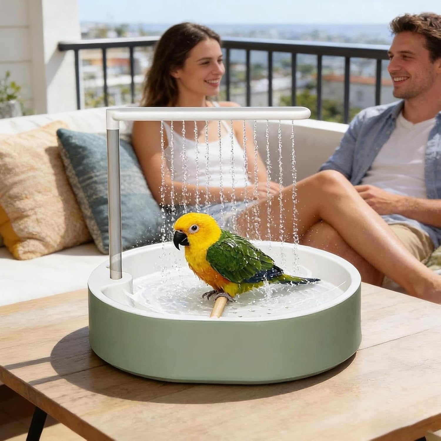 Automatic Bird Bath with USB Shower Pump 2026 New, USB Powered Circulation Pump Automatic Rain Shower,  Easy Clean for Parakeet Budgie Cockatiel
