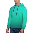 thumbnail image 2 of KLL Turquoise Light Blue Print Mens Hoodie Long Sleeve Casual Pullover Hooded Sweatshirt Fashion Drawstring Hoodies with Pocket-4X-Large, 2 of 6