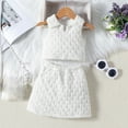 thumbnail image 2 of Toddler Outfits Girls Toddler Kids Baby Sleeveless T Shirt Tops Skirts 2Pcs Outfits Clothes Cotton Set Little Girls Clothes White 5 Years-6 Years, 2 of 7