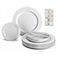 thumbnail image 3 of " OCCASIONS " 300 Pcs Set & 60 Guest Wedding Disposable Plastic Plate & Silverware Combo Set (Plain white plates, Silver Silverware), 3 of 4