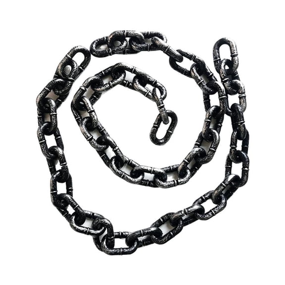 Realistic Heavy-Duty Plastic Chain Prop 59 Inch Lightweight Durable Antique Iron Finish Costume Party Decor Theatrical Haunted Scene Cosplay Photo Prop 34 Links