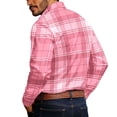 thumbnail image 7 of hotojiny Men's Long-Sleeve Shirt Casual Regular-Fit Plaid Shirt Vintage Button Front Work Casual Collared Top(Pink,Small), 7 of 7