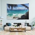 thumbnail image 5 of Beach Summer Seascape Tapestry Wall Hanging Tapestries Happy Colorful Hippie Psychedelic Art Polyester Carpet Wall Decorative for Living Room Bedroom 90x60inch, 5 of 7