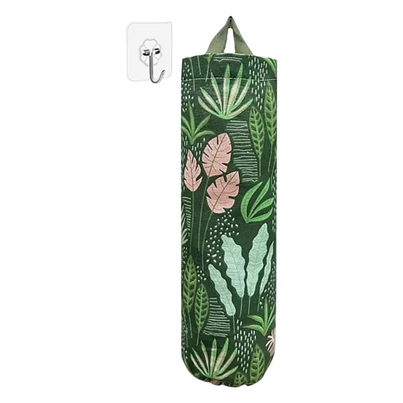 DONGHEHH Clearance Hanging Grocery Bag Holder with Adhesive Hook, Wall-Mounted Plastic Bag Storage Dispenser and Organizer for Kitchen, Pantry or Laundry Room, Printed Green
