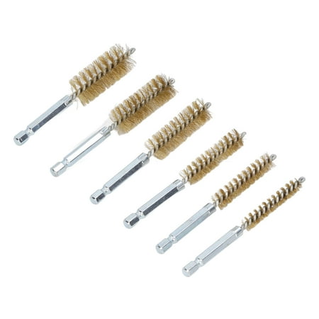 

Bore Brush Rust Proof Scratch Brush Twisted Wire 6PCS For Machining Yellow Copper Silver Stainless Steel White Nylon