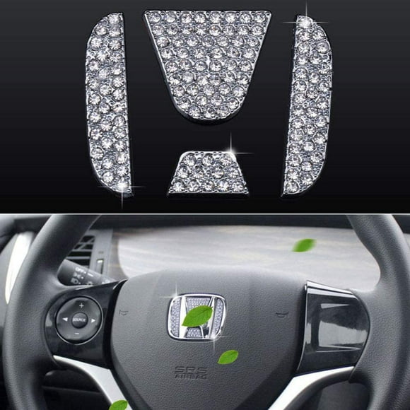 Jinsinto Steering Wheel Bling Crystal Emblem For Nissan Shiny Accessories Parts Logo Sticker Badge Decals Covers Interior Decorations (For Honda)