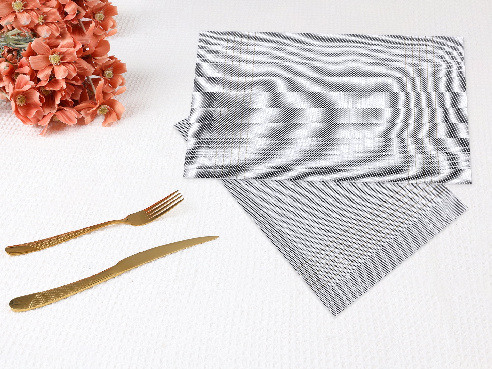 Unique Bargains Placemats Set of 8 for Dining Table Indoor Decor Kitchen Mat Light Gray