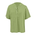 thumbnail image 5 of TrendOFT Womens Pullover Tops Solid Color Loose Fit Stand Collar Short Sleeve Casual Daily Soft Tops Green L, 5 of 6