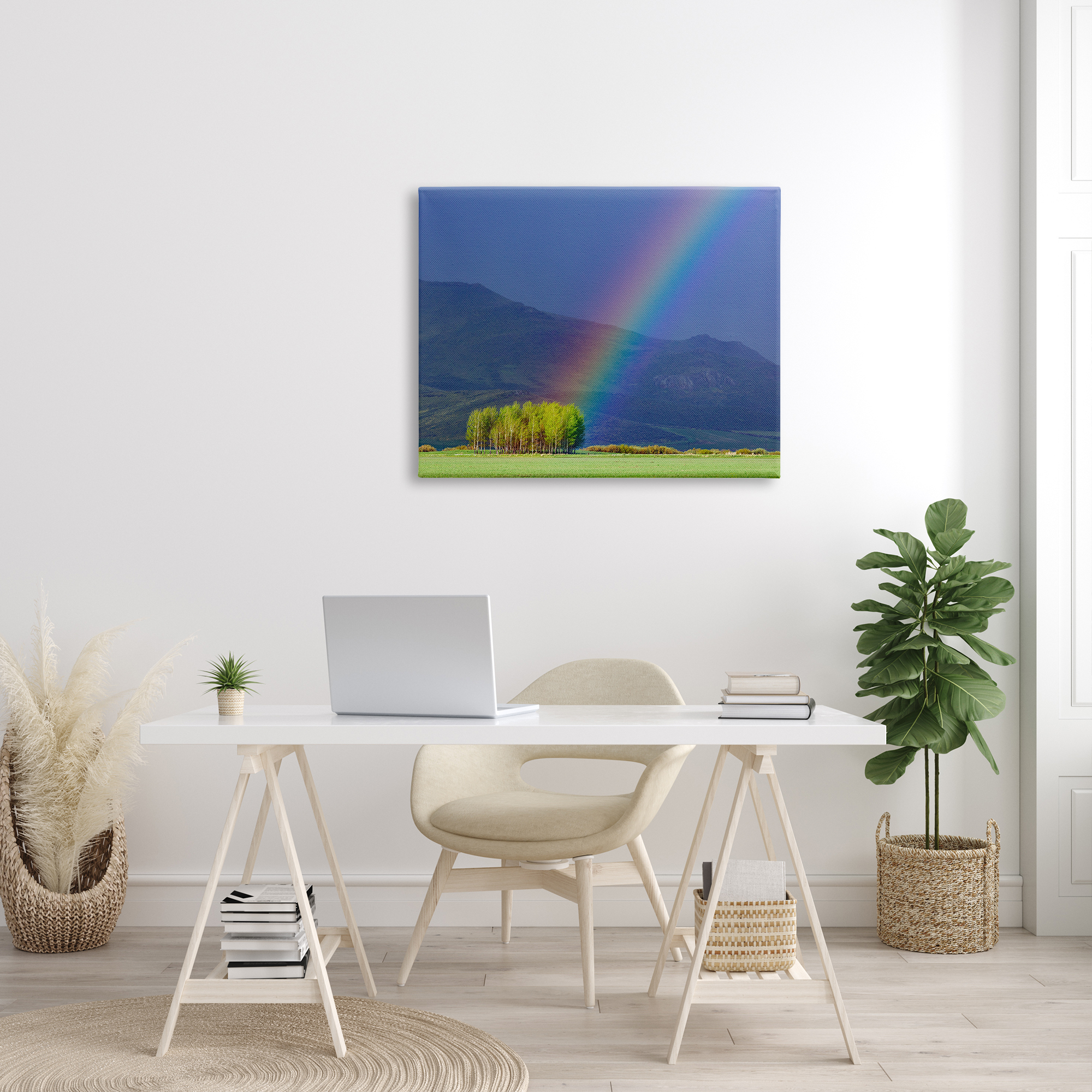 Stupell Industries Uplifting Rainbow Rays Tree Grove Mountain Landscape Photograph Gallery Wrapped Canvas Print Wall Art, Design by Steve Smith