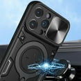 thumbnail image 3 of Magnetic Ring Bracket Sliding Window Phone Case for iPhone 14 15 / Pro/Plus/Pro Max, Lens Protection  Shell, Shockproof Stand Back Cover Blue, 3 of 7