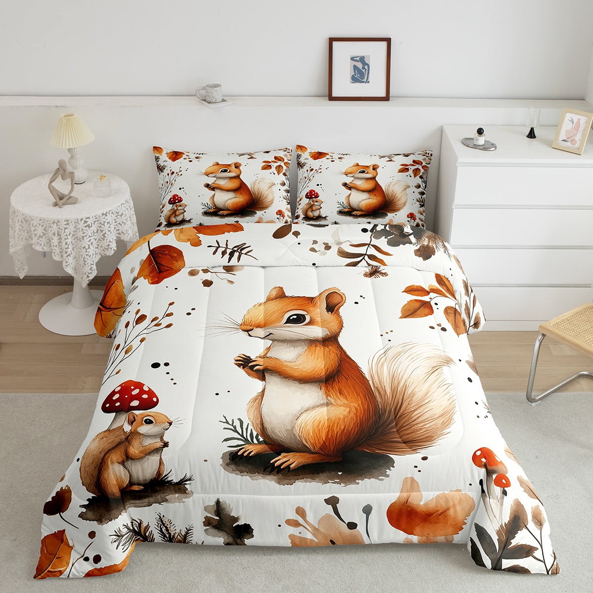YST Squirrel Bedding Fall Autumn Comforter Set Twin Jungle