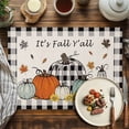 thumbnail image 4 of Fall Pumpkin Placemats Set of 12 It's Fall Y'all Buffalo Plaids Autumn Harvest Heat Insulated Linen Place Mats, Washable Stain-Proof Table Mats for Dining Tables Holiday Decor 13x19inch, 4 of 9