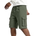thumbnail image 3 of Relaxed Fit Cargo Shorts for Men with Deep Side Pockets - Elastic Waist Drawstring Casual Walking Shorts - Lightweight Quick-Dry Utility Work Shorts for Summer Army Green L, 3 of 9