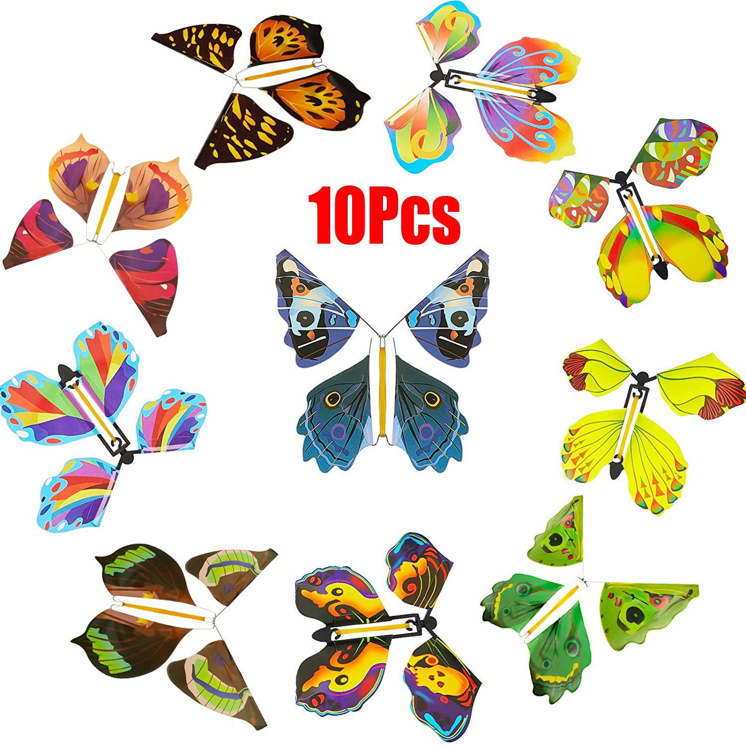 TOTAMALA 15 Pack Novelty Magic Flying Butterfly Surprise Box Greeting Card Hidden Flying Colorful Butterflies Rubber Band Powered Wind up Butterfly Toy for Wedding Party