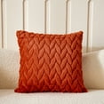 thumbnail image 5 of chaungfeng Soft Decorative Throw Pillow Covers 18 X 18 Inches, Plush Neutral Square Leaf Velvet Cushion Cases for Couch Sofa Bedroom Car Home Decor (Orange), 5 of 6