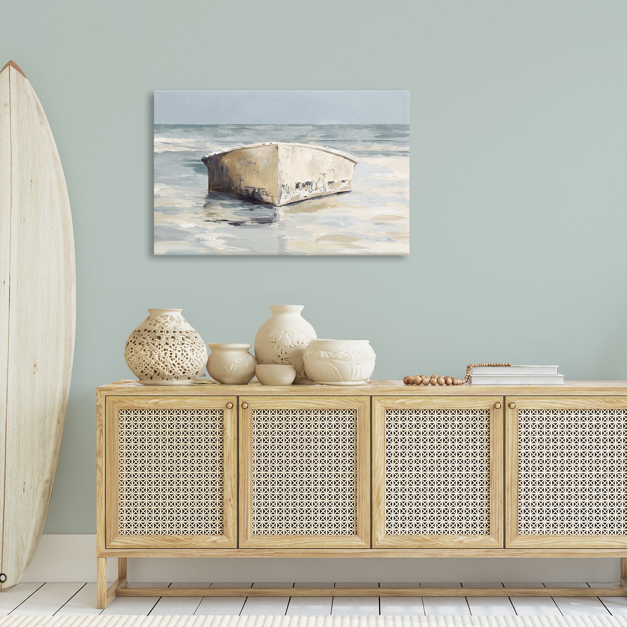 Stupell Industries Abandoned Boat Hull Transportation Painting Gallery Wrapped Canvas Art Print Wall Art, 36 x 24