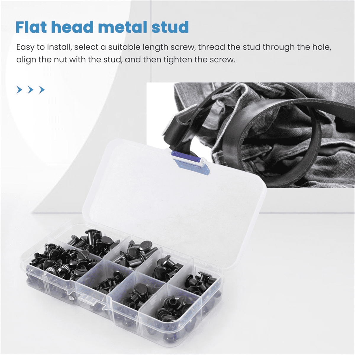 180 Sets Chicago Screws Assorted Kit,6 Sizes of Round Flat Head Leather Rivets Metal Screw Studs for DIY Leather Craft A