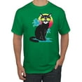 thumbnail image 1 of Cool California Beach Kitten Silhouette Sun Cat | Mens Cat Lover Graphic T-Shirt, Kelly, 2XL, 1 of 4