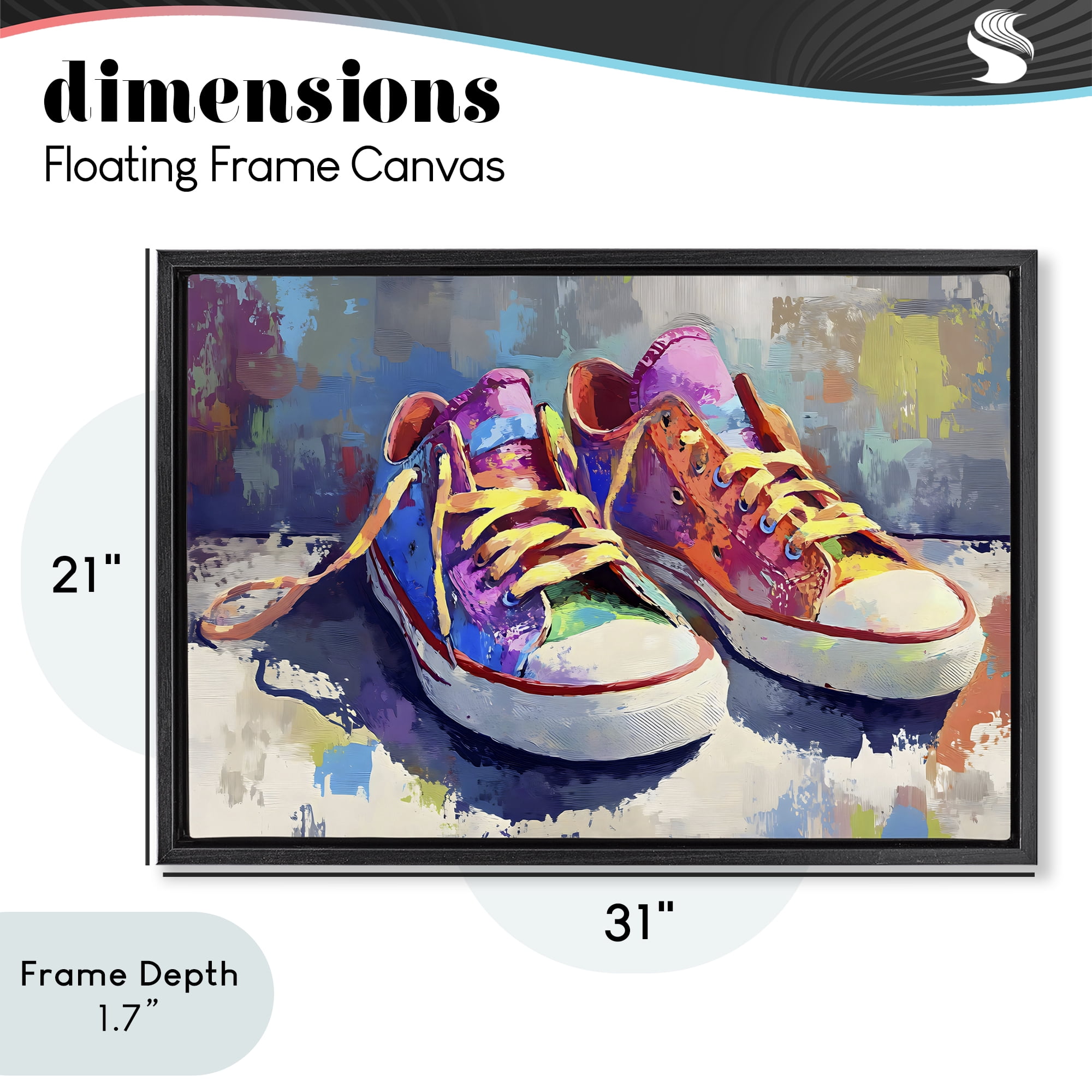 Stupell Industries Colorful Low Top Sneakers Black Framed Floater Canvas Wall Art, design by Creative Studio