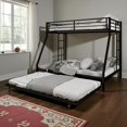 thumbnail image 3 of Tcbosik Metal Bunk Bed with Trundle, Twin Over Full Size Metal Bed Frame with Guardrail and Ladders for Bedroom, Space Saving, Black, 3 of 10