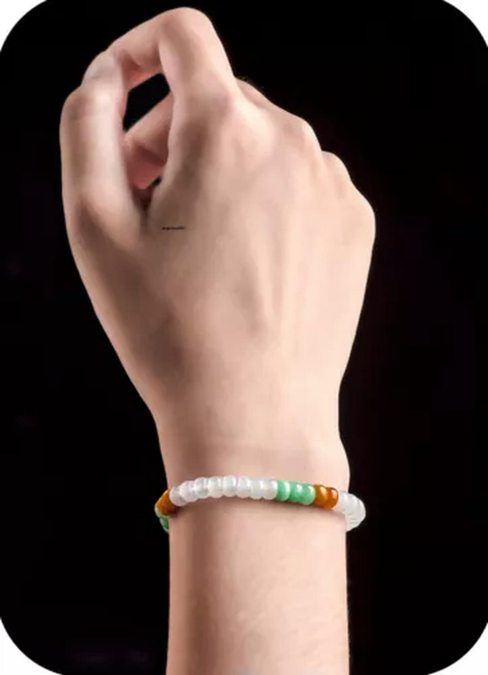 EOEMY Natural Grade A Jade Jadeite Women Lucky Colorful 5.5mm Abacus Beaded Bracelet