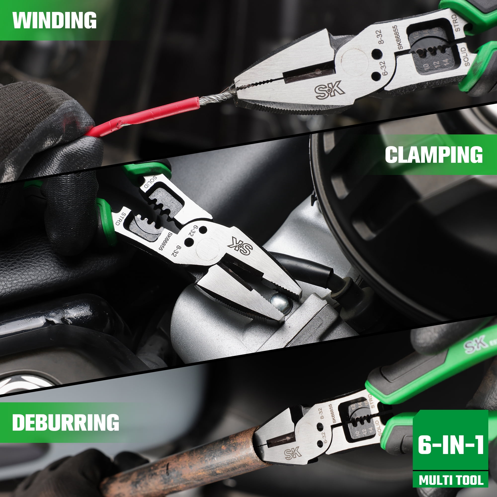 SK Hand Tools SK02107 8" Multi Linesman Pliers, 1 Piece