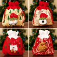 thumbnail image 4 of Saco navideño de Papá Noel para niños, bolsa de almacenamiento de dulces con estampado exquisito de Papá Noel, bolsa de dulces de Navidad de lino, 4 of 4