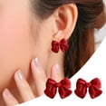 thumbnail image 2 of SUSHANG Bow Earrings Autumn and Winter Red Velvet Bowknot Earrings Bell Earrings Vintage Hair Earrings Earclips Gift, 2 of 9