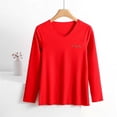 thumbnail image 4 of Women's Plus Size thermal Underwear Top Fleece Lined V Neck Long Sleeve Warm Base Layer Shirt Soft Comfy Cold Weather Top for Loungewear Daily Wear Red, 4 of 7