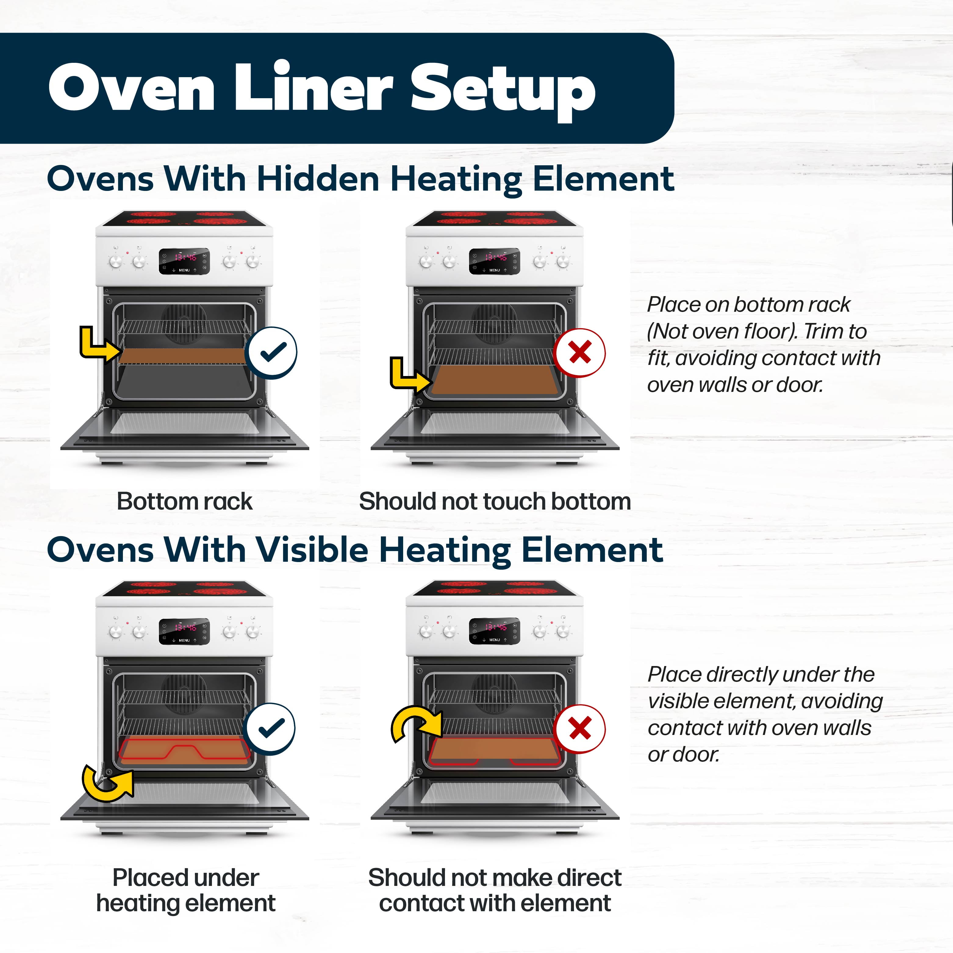 Cooks Innovations Non-Stick Oven Liner - Heavy Duty Heat Resistant, BPA Free Mat to Protect Oven Racks – Copper 1-Pack