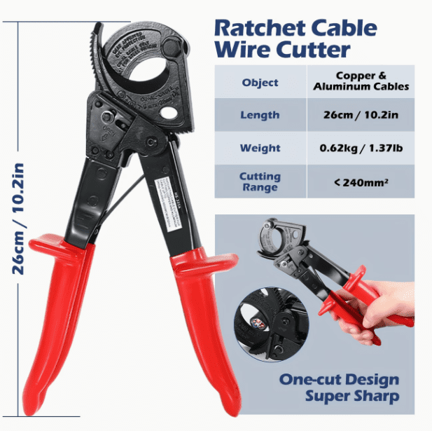 1Crimper And 2Cutters And Lugs And Tubes Heavy Duty Durable Battery Cable Lug Wire Crimping Tool Set for AWG 8-1/0