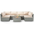 thumbnail image 6 of Meetleisure 7 Pieces Patio Furniture Sets, All Weather PE Wicker Outdoor Conversation Set with Glass Table (Beige), 6 of 6