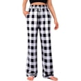 thumbnail image 5 of SCHUHLAND Women's Plaid Pajama Pants - Straight Leg Casual Lounge Bottoms with Drawstring and Elastic Waist, Comfy Plaid Sleepwear, S-2XL, 5 of 9
