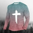 thumbnail image 2 of ZCFZJW Ombre Sweatshirts for Men Casual Tie Dye Gradient Cross Print Long Sleeve Crewneck Pullover Tops Trendy Athletic Basic T-Shirts Pink XXXL, 2 of 3